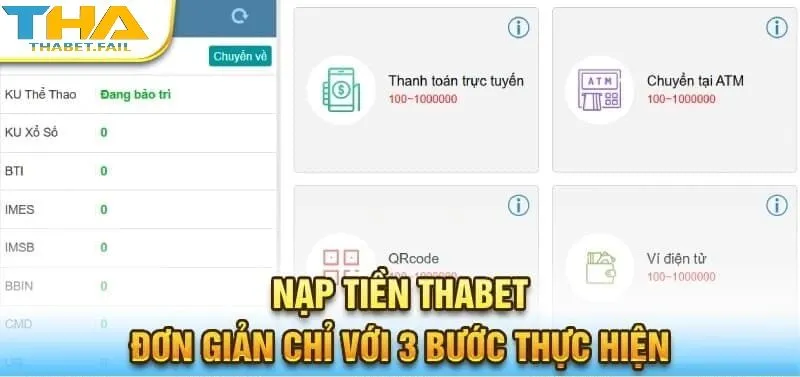 trang chủ 540 Chỉ cần 3 bước, bạn đã có thể nạp tiền vào Thabet